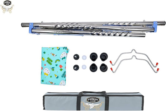 Cradle, Swing, Ghodiyu, Palna, Jhula for New Born Baby Boy and Girl Easy to Assemble, Portable, Lightweight, Stainless Steel, Noise Free Hanging, Strong and Safe Folding (Round Blue)